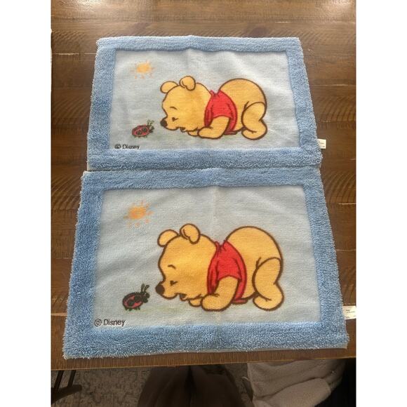 Vintage Disney Baby Winnie the Pooh Rug Blue Ladybug Sun Set of two Bathroom rug - Picture 6 of 15